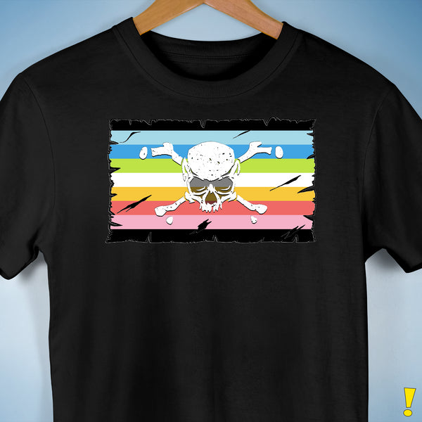 Queer Pride Pirate Flag Premium Unisex T-Shirt - Black